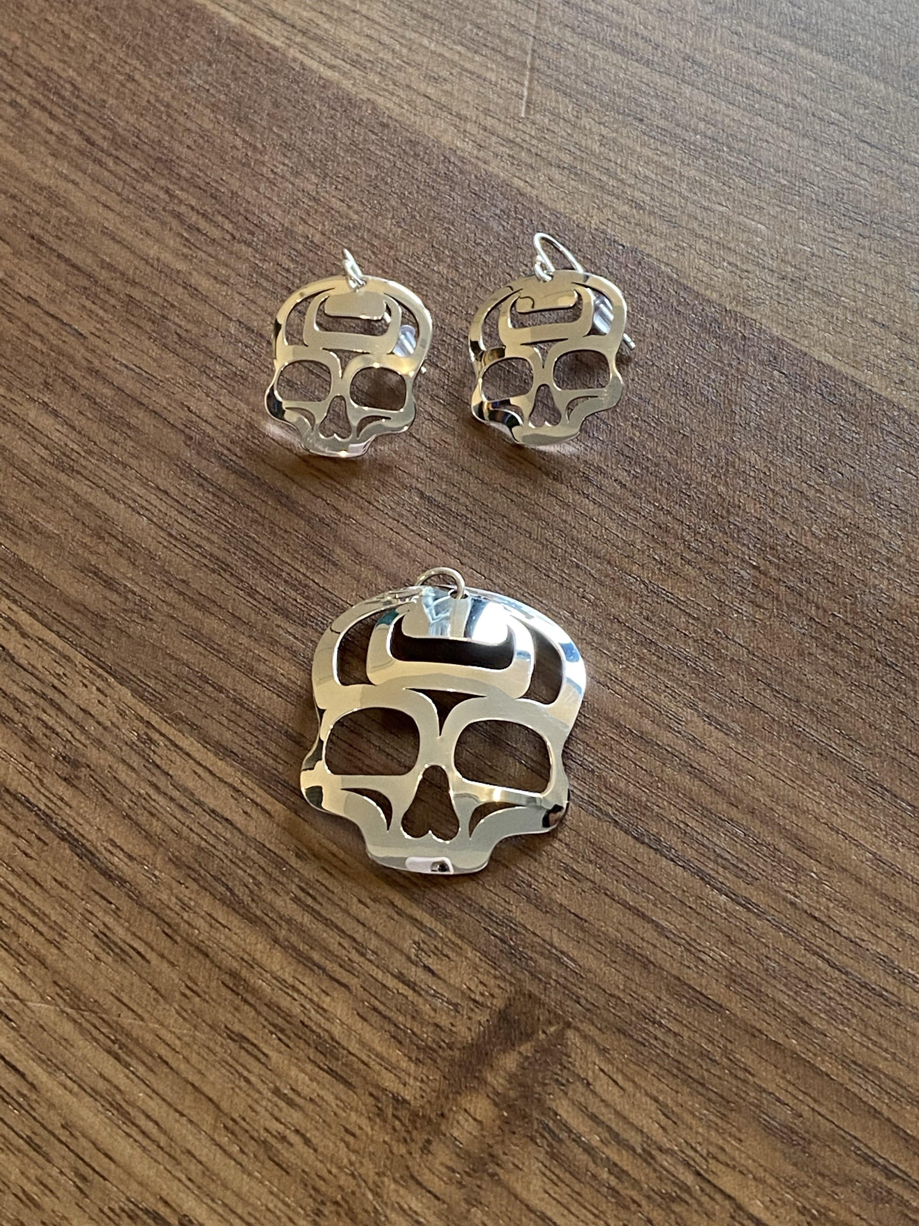 Ancestral Skull Earrings Sterling Silver 1" Earrings